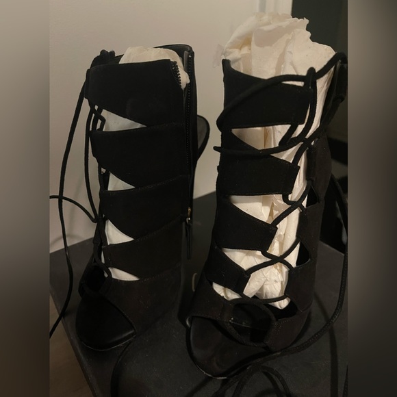 Giuseppe Zanotti ALIEN/WABY115 lace up black suede heels - Picture 4 of 9